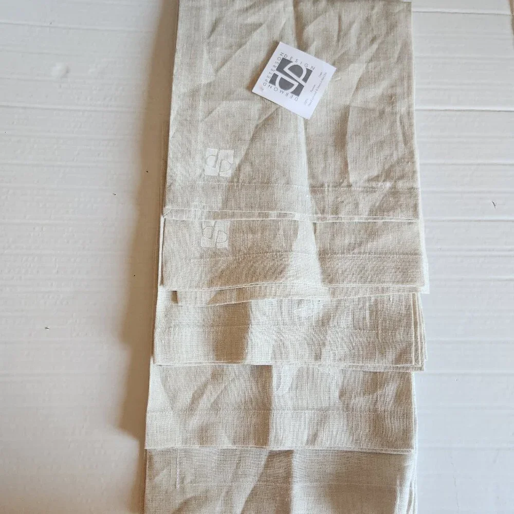 Dermond Peterson Design Russian Linen Hand Printed & Sewn Dinner Table Napkins 5